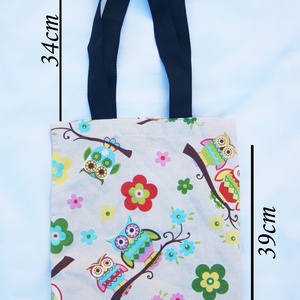 Baglyos hosszú fülű bevásárlótáska - táska & tok - bevásárlás & shopper táska - shopper, textiltáska, szatyor - Meska.hu