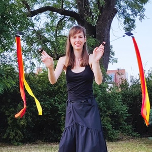 Kézműves Meteor/ Poi cserélhető szalagos  (150cm-es magasságtól) - játék & sport - készségfejlesztő és logikai játék - montessori szivárvány, waldorf játékok - Meska.hu