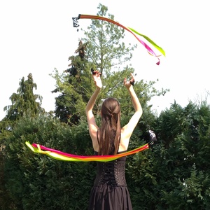 Kézműves Meteor/ Poi cserélhető szalagos  (150cm-es magasságtól) - játék & sport - készségfejlesztő és logikai játék - montessori szivárvány, waldorf játékok - Meska.hu