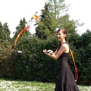 Kézműves Meteor/ Poi cserélhető szalagos  (150cm-es magasságtól) - játék & sport - készségfejlesztő és logikai játék - montessori szivárvány, waldorf játékok - Meska.hu