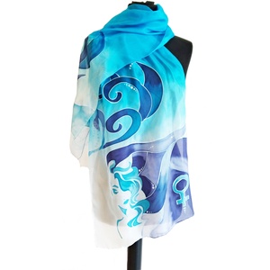 Mérleg csillagjegy hosszú selyemsál 180X45cm, Ruha & Divat, Sál, Sapka, Kendő, Sál, Selyemfestés, Meska