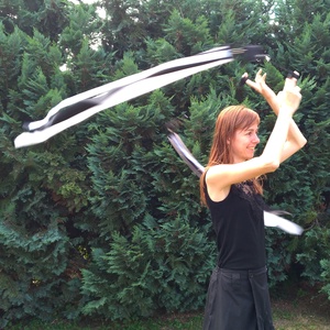 Kézműves Meteor/ Poi cserélhető szalagos (130cm magasságtól) - játék & sport - készségfejlesztő és logikai játék - montessori szivárvány, waldorf játékok - Meska.hu