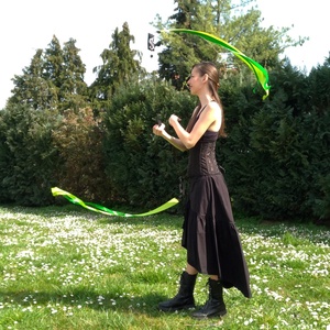 Kézműves Meteor/ Poi cserélhető szalagos (130cm magasságtól) - játék & sport - készségfejlesztő és logikai játék - montessori szivárvány, waldorf játékok - Meska.hu