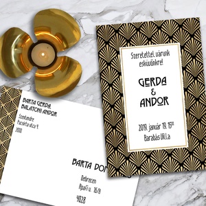 Esküvői meghívó art deco mintával, Esküvő, Meghívó & Kártya, Meghívó, Fotó, grafika, rajz, illusztráció, Meska