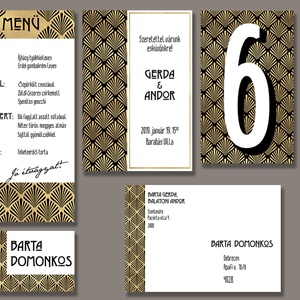Esküvői meghívó art deco mintával - esküvő - meghívó & kártya - meghívó - Meska.hu