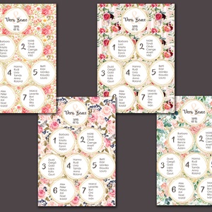 Ülésrend esküvőre - virágos mintával - esküvő - meghívó & kártya - ültetési rend - Meska.hu