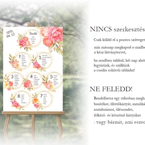 Ülésrend esküvőre - virágos mintával - esküvő - meghívó & kártya - ültetési rend - Meska.hu