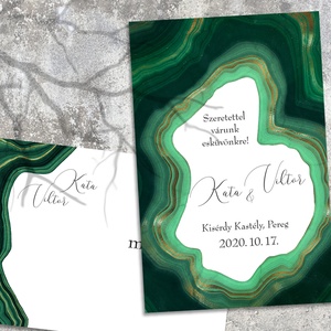 Esküvői meghívó zöld malahit mintával, Esküvő, Meghívó & Kártya, Meghívó, Fotó, grafika, rajz, illusztráció, MESKA