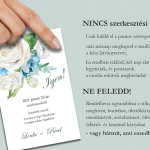 Esküvői meghívó fehér és kék virágokkal -  - Meska.hu