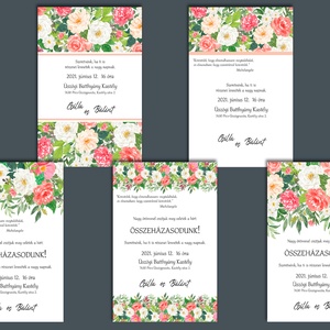 Esküvői meghívó piros és fehér virágokkal alul-felül csík - esküvő - meghívó & kártya - meghívó - Meska.hu