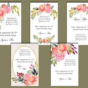 Esküvői meghívó színpompás virág bokréta alul-felül - esküvő - meghívó & kártya - meghívó - Meska.hu