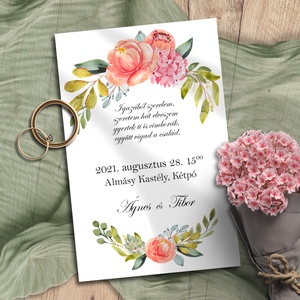 Esküvői meghívó tarka virág bokréta, Esküvő, Meghívó & Kártya, Meghívó, Fotó, grafika, rajz, illusztráció, Meska
