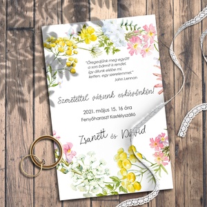 Esküvői meghívó vadvirág koszorú, Esküvő, Meghívó & Kártya, Meghívó, Fotó, grafika, rajz, illusztráció, MESKA