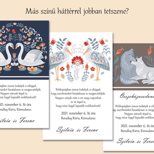 Esküvői meghívó folk art állatkák gólya - esküvő - meghívó & kártya - meghívó - Meska.hu