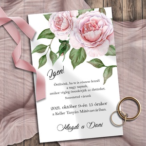 Esküvői meghívó festett rózsával - esküvő - meghívó & kártya - meghívó - Meska.hu