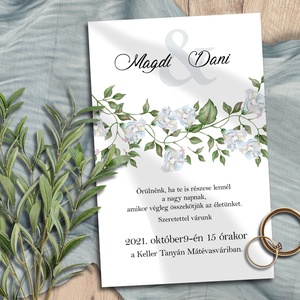 Esküvői meghívó jégkék futóvirággal - esküvő - meghívó & kártya - meghívó - Meska.hu