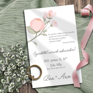 Esküvői meghívó pasztell virágokkal, Esküvő, Meghívó & Kártya, Meghívó, Fotó, grafika, rajz, illusztráció, Meska