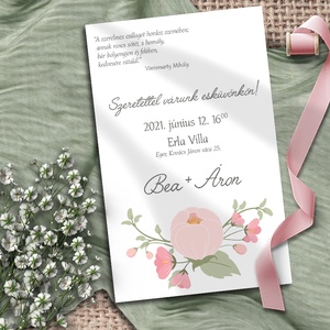Esküvői meghívó pasztell bimbós virágokkal, Esküvő, Meghívó & Kártya, Meghívó, Fotó, grafika, rajz, illusztráció, MESKA