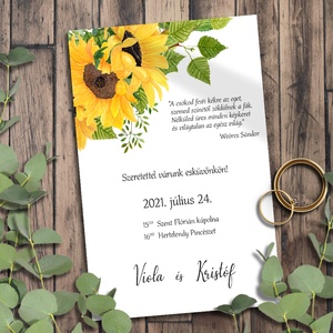 Esküvői meghívó sárga napraforgó - esküvő - meghívó & kártya - meghívó - Meska.hu
