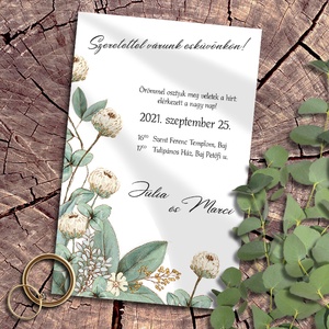Esküvői meghívó pasztelkréta lóhere virágokkal, Esküvő, Meghívó & Kártya, Meghívó, Fotó, grafika, rajz, illusztráció, MESKA