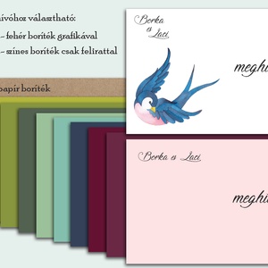 Esküvői meghívó fecskékkel - esküvő - meghívó & kártya - meghívó - Meska.hu