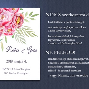 Esküvői meghívó virágokkal, pünkösdi rózsával - esküvő - meghívó & kártya - meghívó - Meska.hu