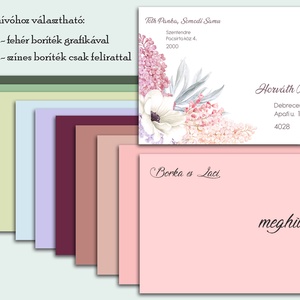 Esküvői meghívó pasztell virágokkal a sarokban - esküvő - meghívó & kártya - meghívó - Meska.hu