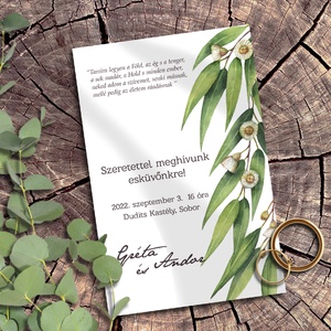 Esküvői meghívó eukaliptusz levelekkel greenery stílusban, Esküvő, Meghívó & Kártya, Meghívó, Fotó, grafika, rajz, illusztráció, MESKA