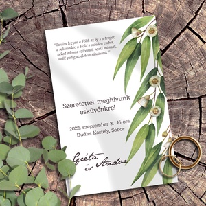 Esküvői meghívó eukaliptusz levelekkel greenery stílusban - Meska.hu