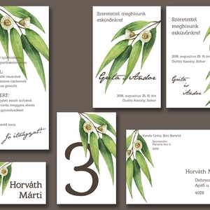 Esküvői meghívó eukaliptusz levelekkel greenery stílusban - esküvő - meghívó & kártya - meghívó - Meska.hu
