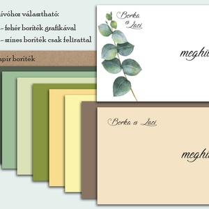 Esküvői meghívó eukaliptusz levelekkel keretezve greenery - esküvő - meghívó & kártya - meghívó - Meska.hu