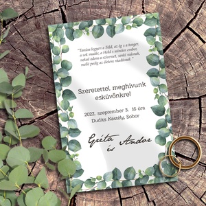 Esküvői meghívó eukaliptusz levelekkel keretezve greenery, Esküvő, Meghívó & Kártya, Meghívó, Fotó, grafika, rajz, illusztráció, MESKA