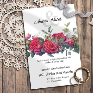 Esküvői meghívó klasszikus vörös rózsás grafikával - esküvő - meghívó & kártya - meghívó - Meska.hu