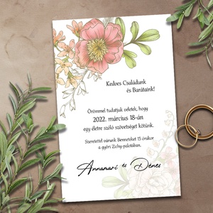 Esküvői meghívó akvarell virágcsokorral - esküvő - meghívó & kártya - meghívó - Meska.hu