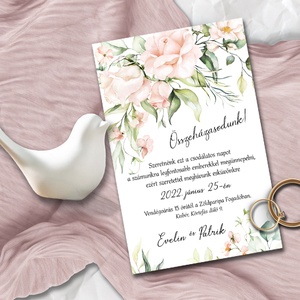 Esküvői meghívó romantikus pasztell rózsa, Esküvő, Meghívó & Kártya, Meghívó, Fotó, grafika, rajz, illusztráció, MESKA