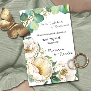 Esküvői meghívó vajszínű virágokkal, Esküvő, Meghívó & Kártya, Meghívó, Fotó, grafika, rajz, illusztráció, Meska
