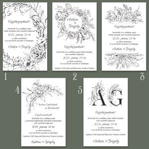 Esküvői meghívó fekete-fehér monogramos grafikával - esküvő - meghívó & kártya - meghívó - Meska.hu