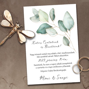 Esküvői meghívó nagy greenery eukaliptusz ág - esküvő - meghívó & kártya - meghívó - Meska.hu