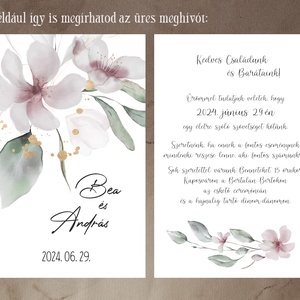 Képeslap kitölthető esküvői meghívó, halvány pasztell mályva virág - esküvő - meghívó & kártya - meghívó - Meska.hu