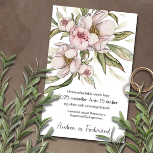 Esküvői meghívó rusztikus virágokkal, Esküvő, Meghívó & Kártya, Meghívó, Fotó, grafika, rajz, illusztráció, MESKA