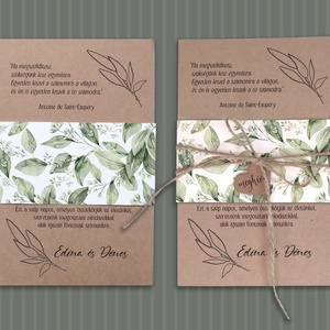 Esküvői meghívó kraft papír mintás papírszalaggal greenery - esküvő - meghívó & kártya - meghívó - Meska.hu