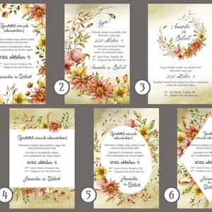 Esküvői meghívó őszi virágokkal - esküvő - meghívó & kártya - meghívó - Meska.hu