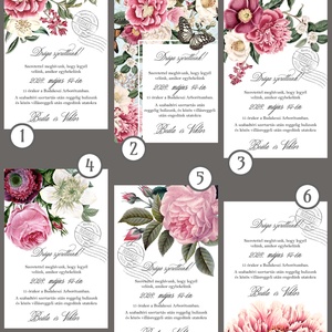 Esküvői meghívó vintage virágokkal - esküvő - meghívó & kártya - meghívó - Meska.hu