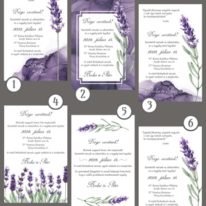 Esküvői meghívó modern levendula grafikával - esküvő - meghívó & kártya - meghívó - Meska.hu