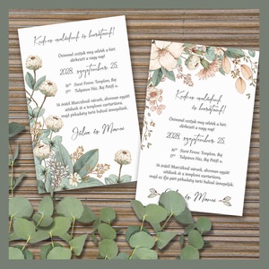 Esküvői meghívó pasztelkrétával rajzolt rusztikus virágokkal, Esküvő, Meghívó & Kártya, Meghívó, Fotó, grafika, rajz, illusztráció, MESKA