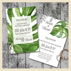 Esküvői meghívó pálmalevelekkel, Esküvő, Meghívó & Kártya, Meghívó, Fotó, grafika, rajz, illusztráció, MESKA