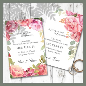 Esküvői meghívó színpompás virágokkal, Esküvő, Meghívó & Kártya, Meghívó, Fotó, grafika, rajz, illusztráció, MESKA