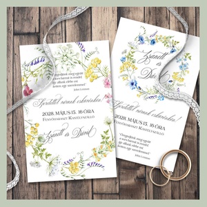 Esküvői meghívó vadvirág koszorúval, Esküvő, Meghívó & Kártya, Meghívó, Fotó, grafika, rajz, illusztráció, MESKA