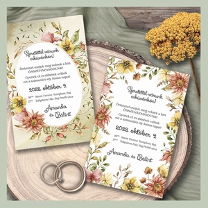 Esküvői meghívó őszi virágokkal - Meska.hu