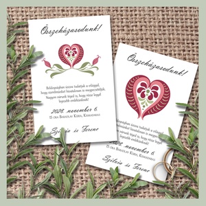 Esküvői meghívó folk art szív motívummal, Esküvő, Meghívó & Kártya, Meghívó, Fotó, grafika, rajz, illusztráció, MESKA